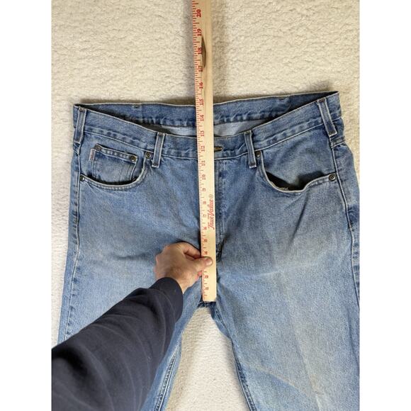 Vintage Carhartt Jeans Mens 36x30 Blue 5 Pocket Logo Patch READ/WORN - Picture 10 of 16